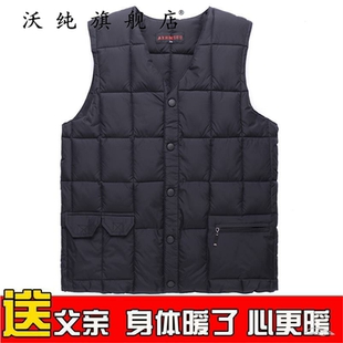 羽绒马甲中老年马夹无领贴身男装棉衣老头男款老年人老爸背心大码