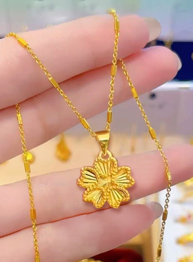 轻奢樱花项链双面佩戴花朵锁骨链