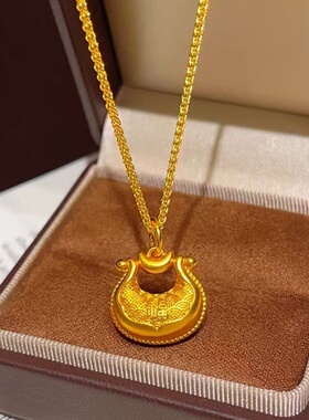 祥云纹锁福元宝福袋项链接气质