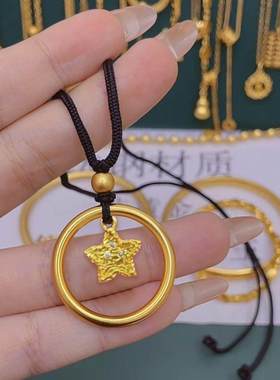 铜黑绳幸运星项链小众圣诞