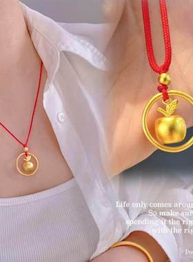铜红绳项链小苹果甜美锁骨链