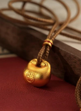 新款如意咖绳乾坤大小胖福项链坠链轻奢气质毛衣链古法项坠锁骨链