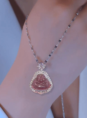 紫气东来冰紫佛公项链锁骨链气质