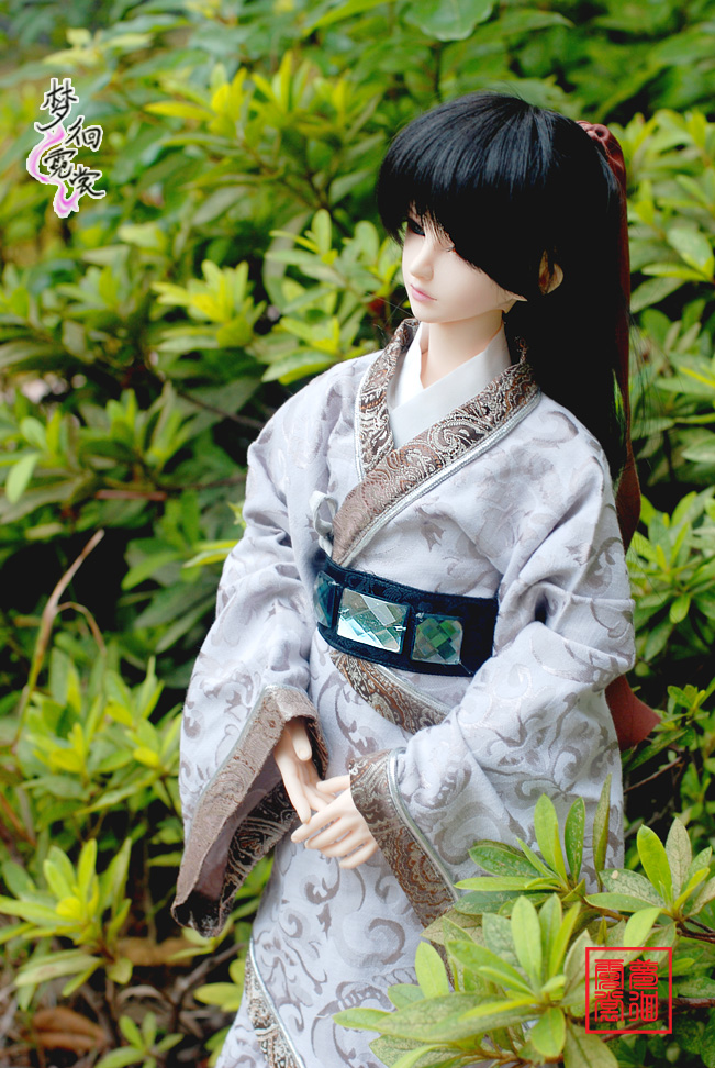 娃衣设计唐装古装汉服BJD娃娃3分男娃提花双绕曲裾4件套现货孤品