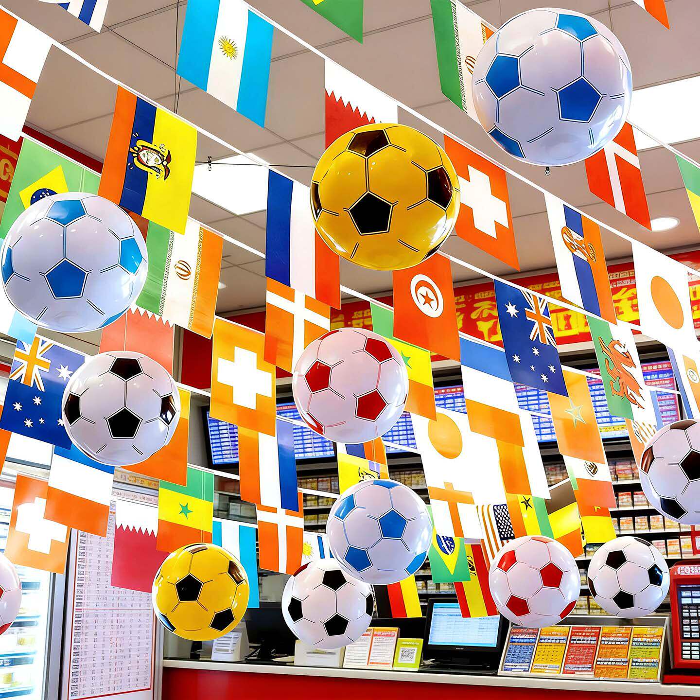 2026世界/杯48强国家串旗足球主题装饰体彩票门店布置用品吊饰挂件吊旗装饰酒吧KTV主题氛围布置国旗彩串旗