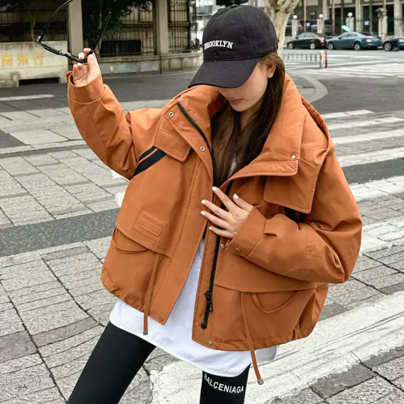 短款加厚棉服女2025年冬季新款韩版时尚宽松连帽设计感派克服外套,女装/女士精品,棉衣/棉服,淘宝优惠券,粉丝福利购,淘宝优惠卷