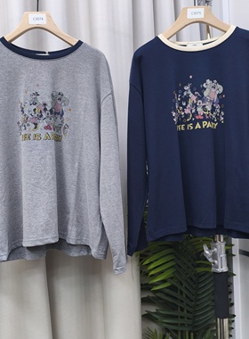 C3074/C3075  领口撞色米奇PARTY长袖T恤BXT610223C