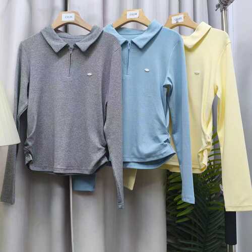 W3133/C3134/C3135翻领半拉链捏褶腰T恤BXT610246C