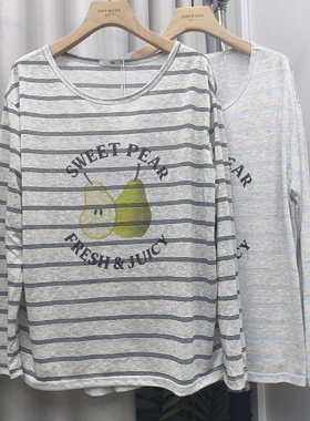 C3291   SWEET PEAR条纹长袖T恤BXT610237D