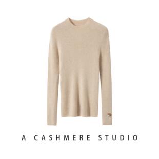 25新款半高领100%山羊绒女刺猬刺绣针织衫秋冬百搭修身内搭打底衫