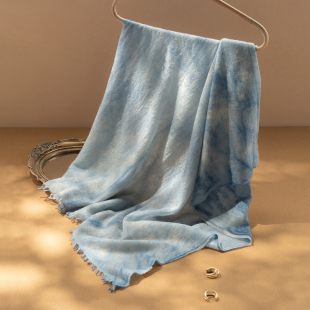 高端戒指绒针织围巾女100%山羊绒薄款水溶花精纺200支大披肩旅游