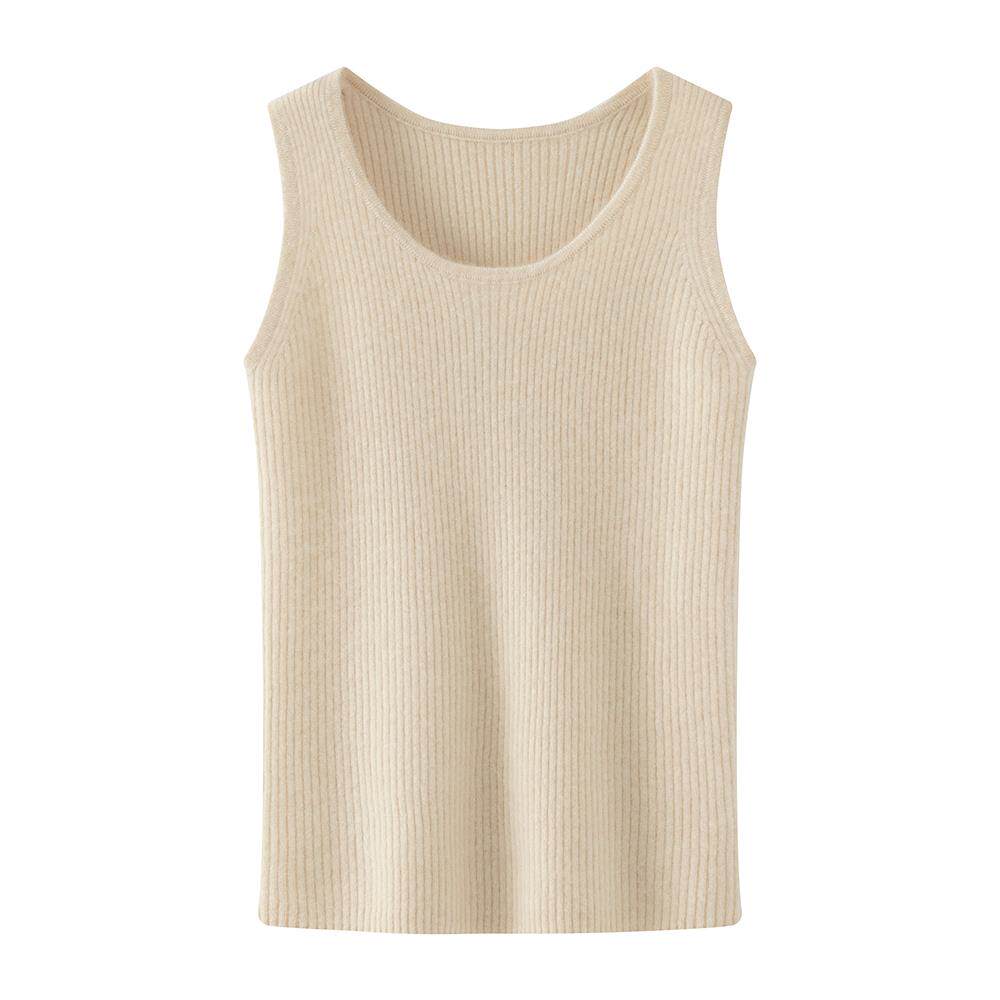 纯山羊绒吊带背心女圆领修身无袖毛衣秋冬内搭针织上衣保暖打底衫