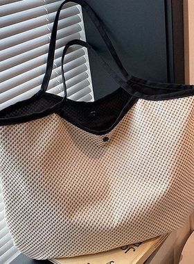 跨境夏季新流行女士手提百搭时尚洋气单肩托特包海边沙滩布包