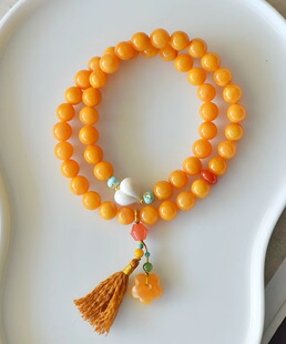 天然蜜蜡多圈手链女款蜜蜡手串项链两用款蜜蜡手链