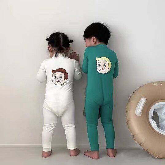 韩国ins儿童连体泳衣2026新款防晒速干长袖长裤男童女童可爱泳装