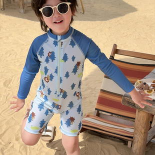 2026新款 连体泳衣儿童速干冲浪 男童男宝宝可爱小动物图案防晒长袖