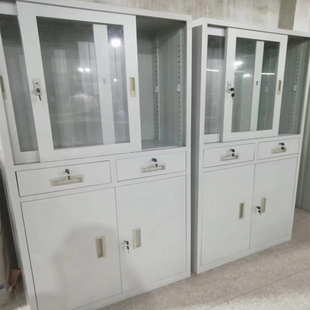深圳市东莞铁皮文件柜定制加厚资料柜灰白色办公室档案柜玻璃移门