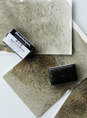 墨石黑 天然矿物暖黑色天然含杂氧化铁细腻易沾取3ml全块固体水彩