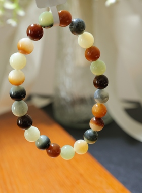 新疆和田玉手串楼兰三色8mm