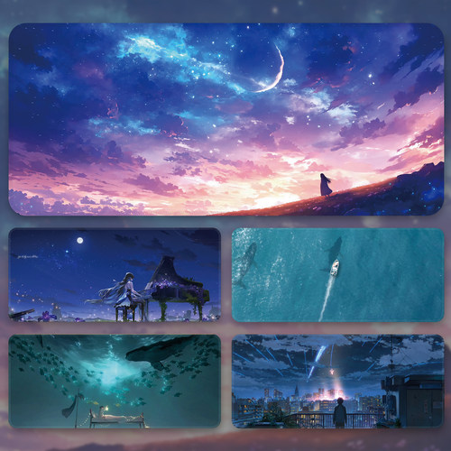 鼠标垫超大号动漫风景滑鼠垫游戏电脑键盘垫男生家用电竞专用桌垫