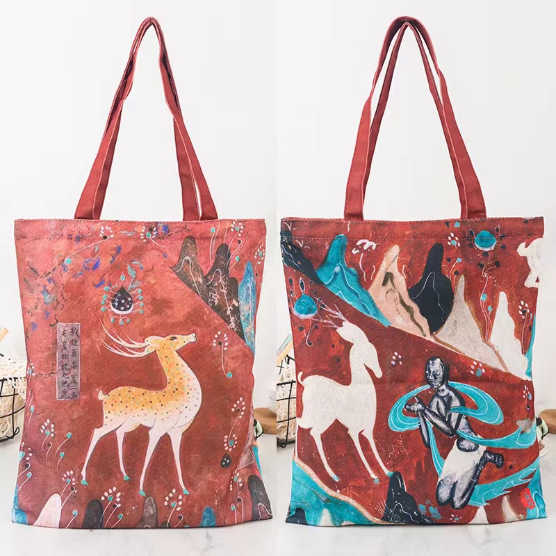 敦煌双面帆布包拉链休闲