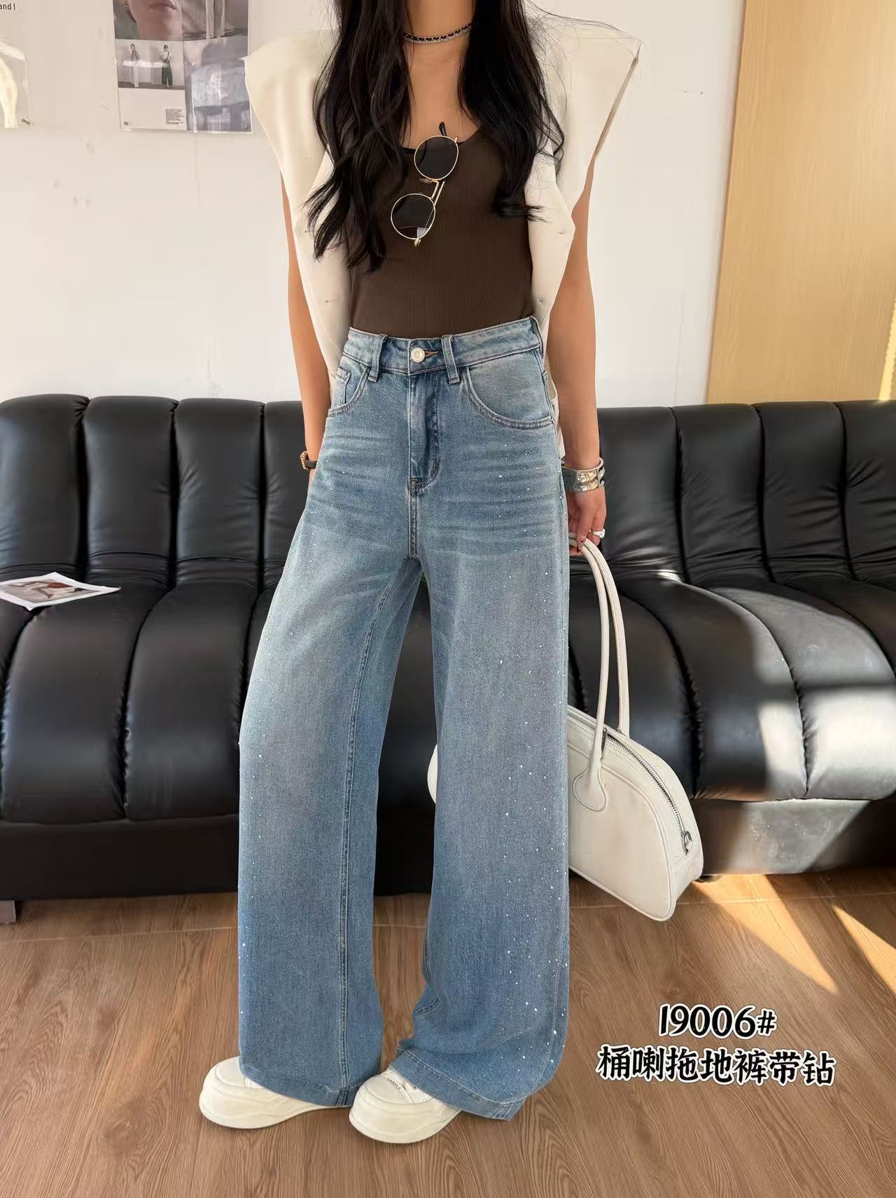 牛仔裤女2026新款高腰显瘦直筒阔腿裤宽松休闲百搭长裤子19006