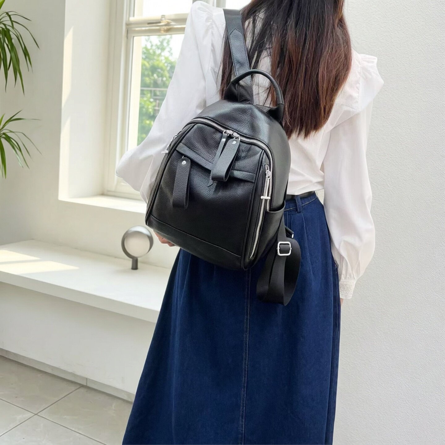 2026新款真皮大容量女双肩包