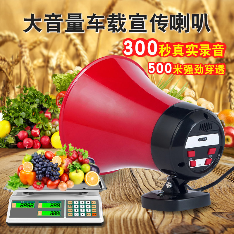 车载喇叭扬声器 叫卖机户外叫卖神器 扩音蓝牙收款提示器12v60v录音摆地摊广告高音车载喇叭宣传喇叭扩音器