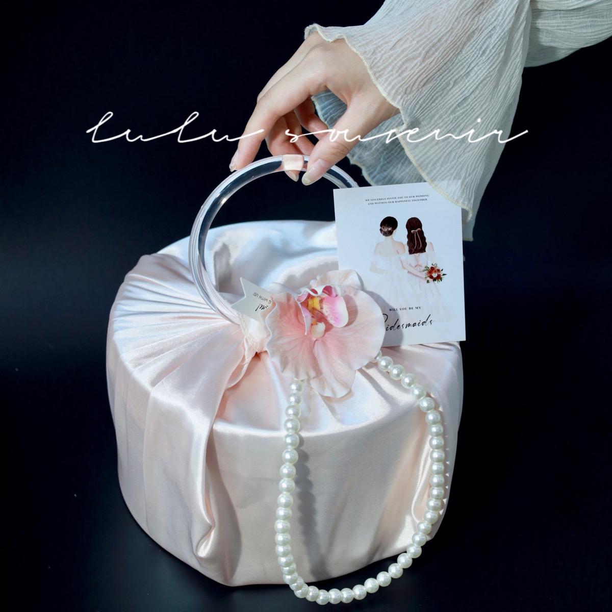 伴手礼女结婚礼小众送闺蜜实用礼物圆盒珍珠空盒子新娘回礼吕敷包
