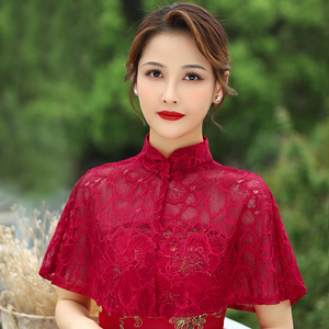 披肩新款斗篷新娘外套旗袍外搭薄款蕾丝女夏季配裙子防晒小坎肩