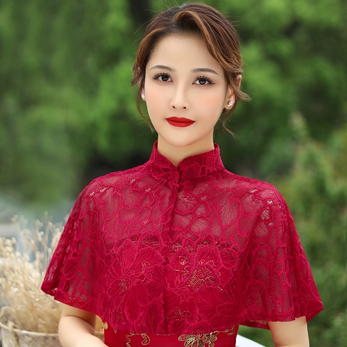 Накидка, плащ для невесты, куртка, тонкое ципао, кружевная летняя подходит с юбкой, жилет, защита от солнца