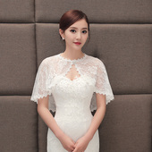 宴会披肩女 遮肉胖MM红黑白色斗篷一字肩夏季 新娘披肩蕾丝大码 薄款