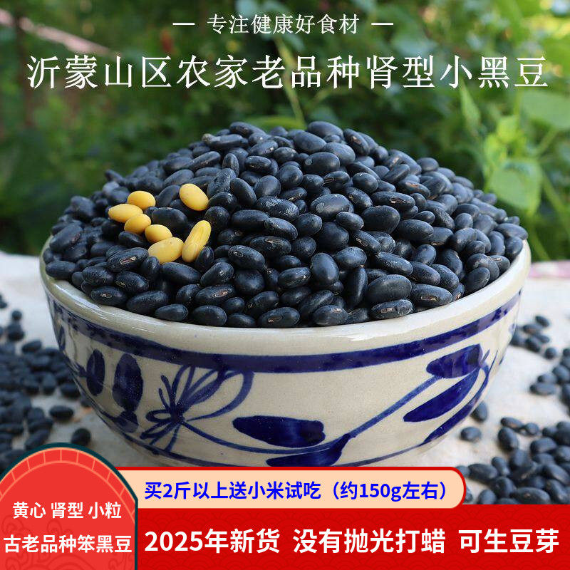 黑豆2025新货老品种农家自种肾型黄心非转基因黑豆药用发豆芽500g