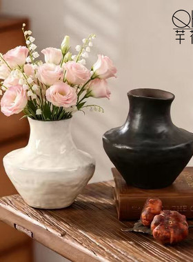 景德镇花瓶花器家居茶室简约高档摆件客厅绿植插花陶瓷花瓶装饰品