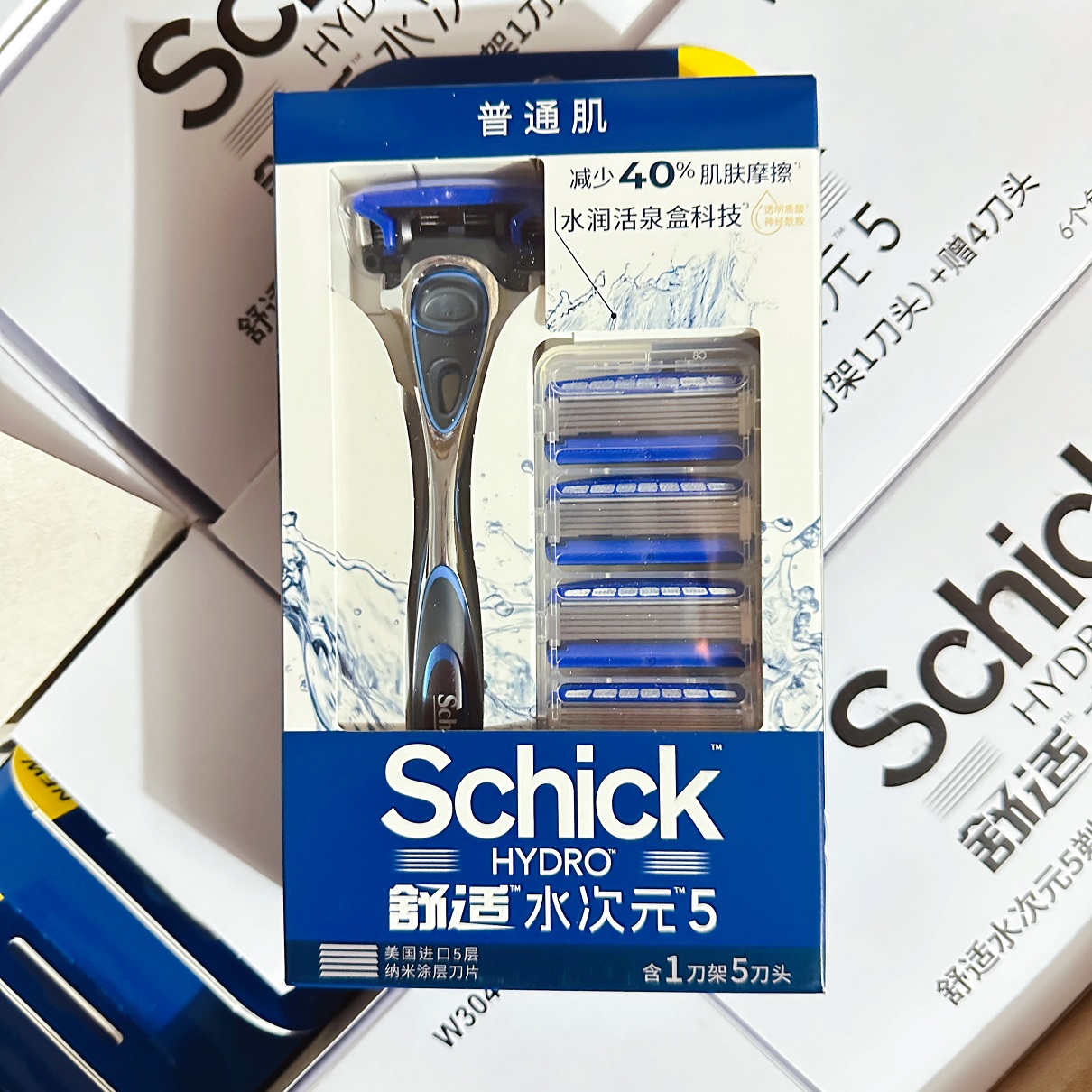 Schick/舒适剃须刀男士手动刮胡子刀刮脸刀水次元5刀头老式刀片层