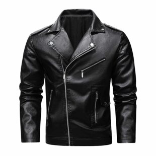 新款机车2026男斜拉链皮夹克外套潮流韩版帅气欧码翻领修身