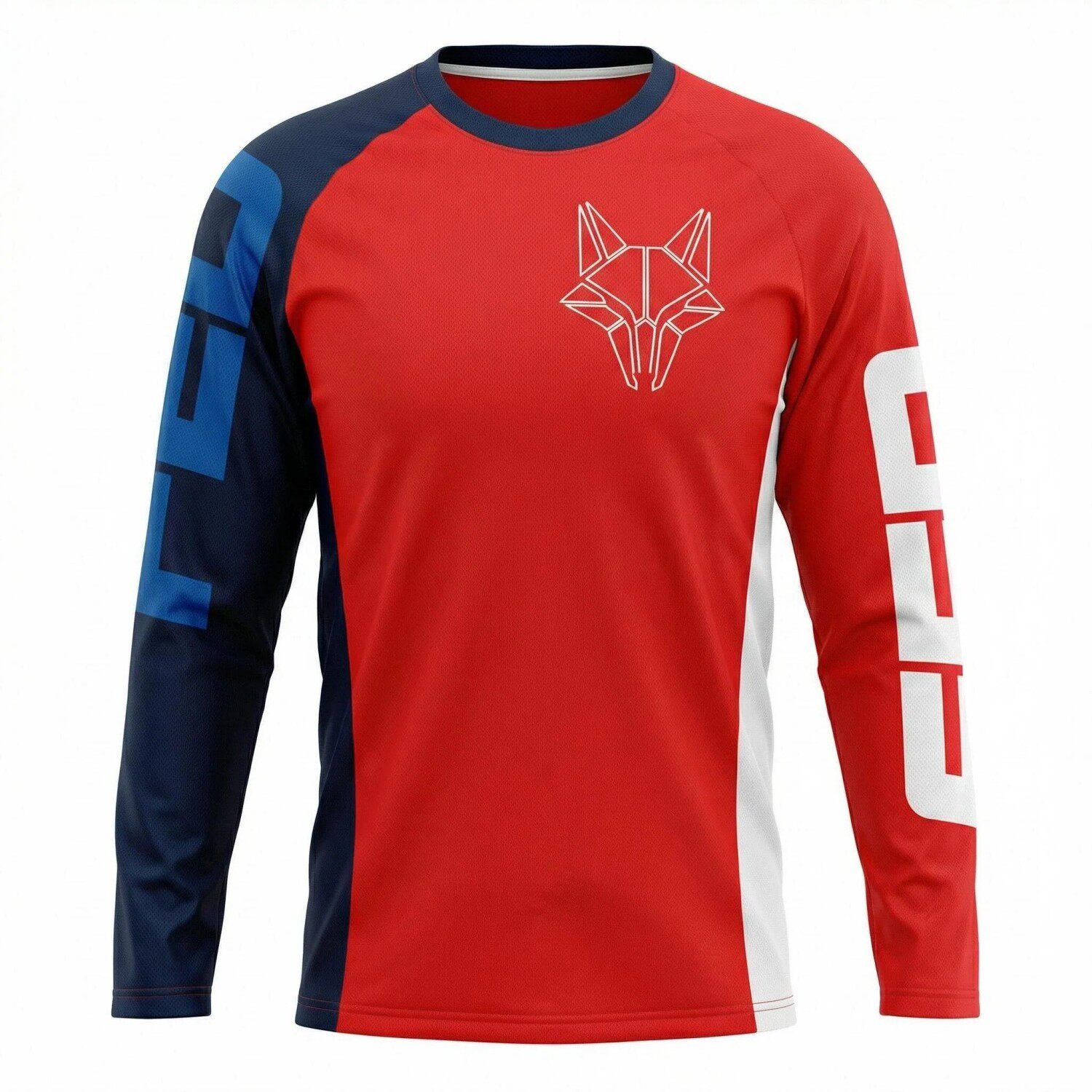 山地车骑行服男长袖透气速干撞色拼接专业骑行服宽松男款运动服