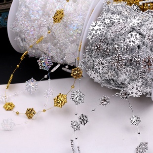 透明塑料幻彩雪花星星圣诞节连线珠链圣诞树婚庆装饰礼物包装珠串