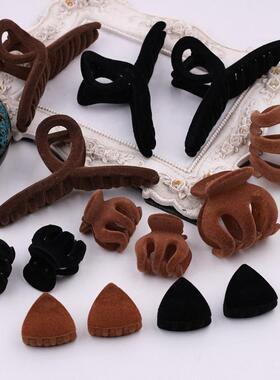 秋冬植绒抓夹后脑勺鲨鱼夹网红发抓刘海夹边夹发卡 DIY饰品配件