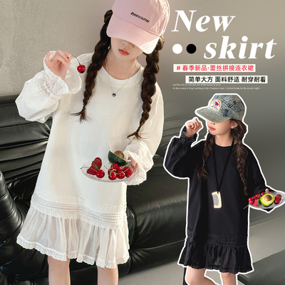 女童蕾丝内搭打底衫连衣裙