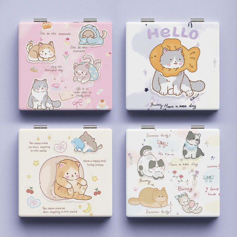 可爱手绘猫咪迷你化妆镜