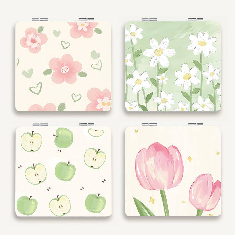 简约高清随身双面折叠可爱便携化妆镜学生宿舍补妆手持迷你小镜子