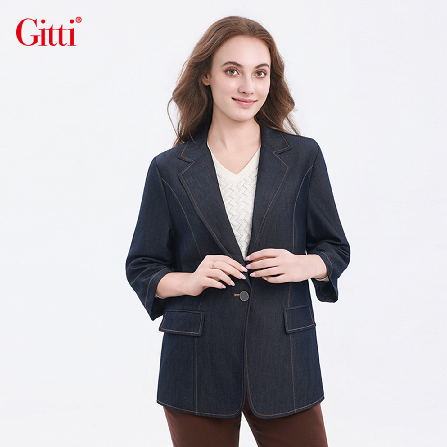 Gitti/吉蒂七分袖立体剪裁小西装女中袖通勤外套G265369