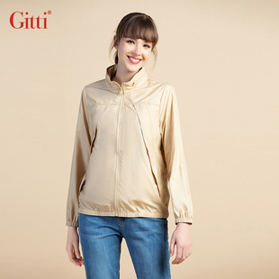 立领拼接外套女显瘦长袖 Gitti 时尚 G231056 吉蒂春款 茄克衫