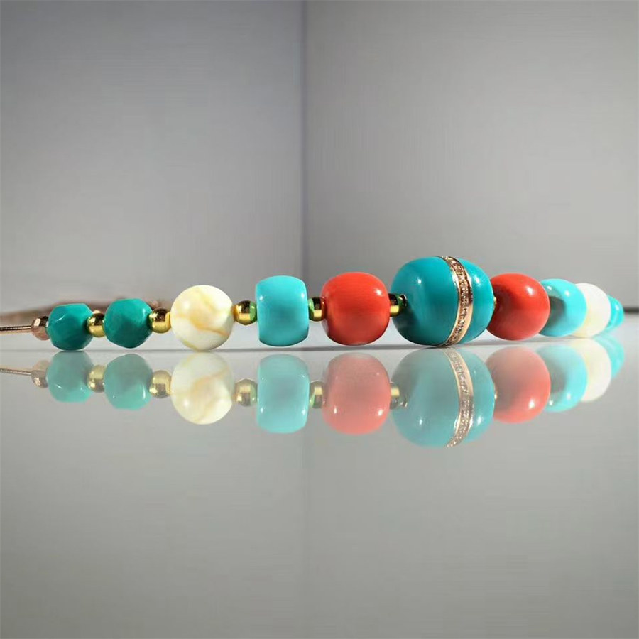 후베이 원래 광산 높은 도자기 청록색 팔찌 여성을위한 108 부처님 비즈 팔찌 라운드 비즈 싱글 비즈 쌀 비즈 청록색 싱글 서클 팔찌