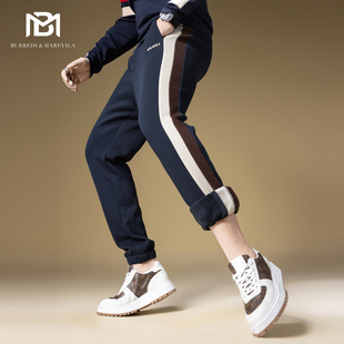秋冬潮牌束脚裤 BM侧条纹裤 男2024新款 高街运动休闲卫裤 子男美式