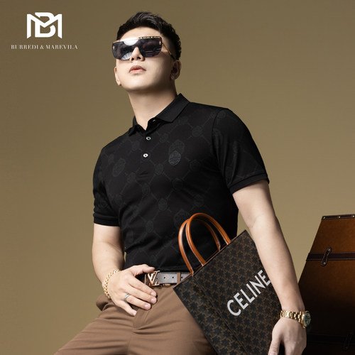 BM欧货暗纹满花POLO衫