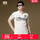 男纯棉夏季 polo衫 体恤 复古刺绣字母印花短袖 BM欧美潮牌t恤男美式