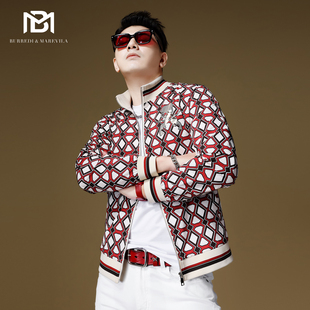 复古外套男雅痞亮面骷髅立领夹克2023新款 春 高级感美式 BM轻奢男装