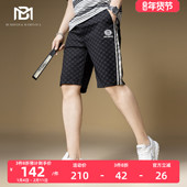 子2024新款 夏季 短裤 BM欧洲站男裤 男潮牌字母满花侧条纹休闲沙滩裤